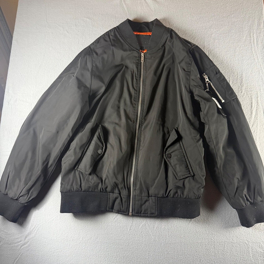 UGG Mens Bomber Jacket Black Orange Lining Flight Jacket 1103209 Size S